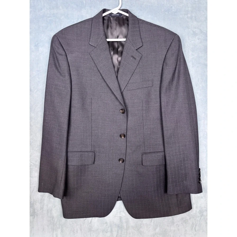 Ralph Lauren Mens Pinstripe Blazer Gray Wool 3 Button Sport Coat